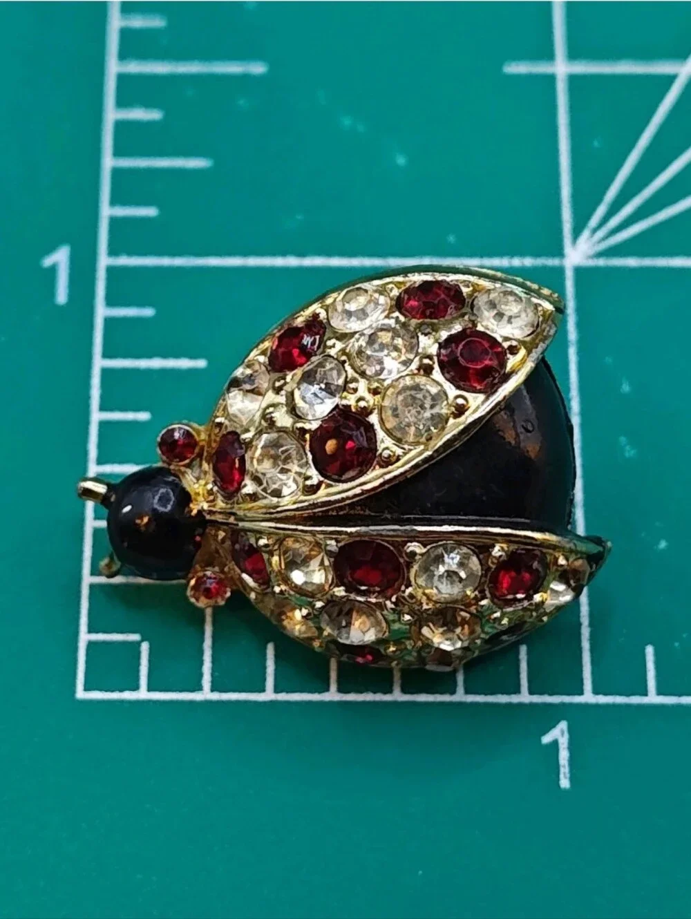 Vintage 3 Bug Incect Brooches Rhinestones Garden Ladybug Lapel Pins Gold Tone